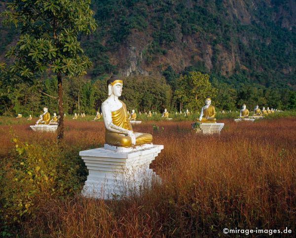 Some of 1150 identical Buddhas at the base of Mount Zwegabin
Hpa - an
Schlüsselwörter: Birma, Burma, Myanmar, SÃ¼dost Asien, Entwicklungsland, Tropen, Armut, Fernreise, Reise, Kultur, Tourismus, exotisch, touristische Attraktion, Reiseziel, 
