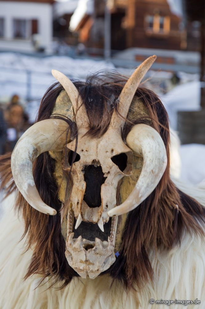 Skull
Lötschental
Schlüsselwörter: authentisch, Fasnacht, Maske, Larve, Arvenholz, Fratze, Dämon, lebendig, dämonisch, Brauch, Brauchtum, Tradition, traditionell, Umzug, KostÃ¼m, Verkleidung, Fell, Glocke, Kuhglocke, furchterregend, schrecklich, Schrecken, Angst, Furcht, Schnee, urtÃ¼mli